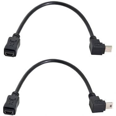 Imagem de CY 2 peças de cabo de extensão de GPS mini USB 5P 90 graus para baixo angular macho para mini USB 5 pinos fêmea