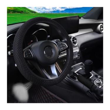 Imagem de Bittwee 3 peças capa de volante de carro 38 cm capa de apoio de braço conjunto de capa de mudança de marcha, protetor de volante automotivo respirável antiderrapante de microfibra, decoração de