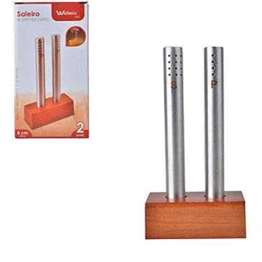 Imagem de SALEIRO E PIMENTEIRO INOX SLIM COM SUPORTE
