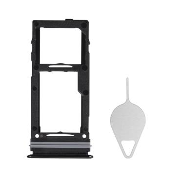 Imagem de BESJMYT Substituição da bandeja do cartão SIM para Samsung Galaxy A52 5G (versão SIM único) - Incrível adaptador de suporte de slot de bandeja de cartão preto com ejetor de agulha para A52 5G SM-A526U