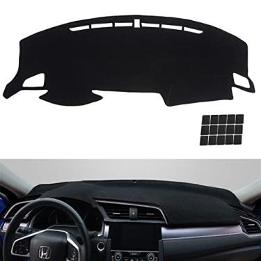 Imagem de KEYOOG Capa de painel de flanela antiderrapante tapete de painel de carro adequado para Honda Civic 2016-2021 protetor solar antiderrapante tapete protetor solar (não para HUD)
