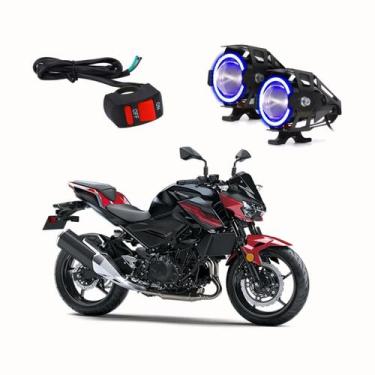 Imagem de Par Farol de Milha Angel Eye U7 Azul para Moto Kawasaki Z 400 48 CV 20