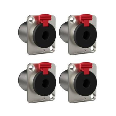 Imagem de Kit 4 Conectores Plug Wireconex P10 WC 195 Fêmea 3 Polos, Vermelho