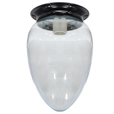 Imagem de Plafon Colonial Aluminio Preto Com Globo Pera Transpar - CM GLASS - CL