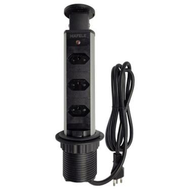 Imagem de Torre Tomada embutir Móveis 3 Tomadas 2P+T até 20A Preta - HAFELE