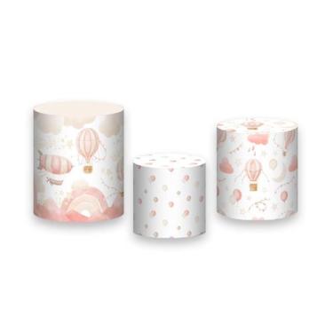 Imagem de Trio de Capas de Cilindro - Céu Balões Cute Rosa 005 - Via Cores