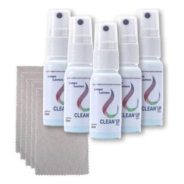 Imagem de Kit 5 Limpa Lentes Óculos Telas Celular Note + 5 Flanelas - Clean Up