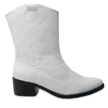Imagem de Bota Texana Western Feminina Cano Curto , 35, Branco