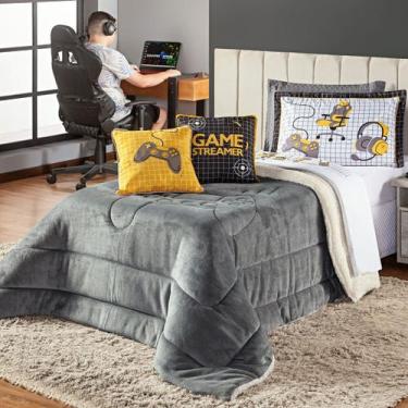 Imagem de Kit Infantil Coberdrom Game Streamer Cinza c/ Almofadas Solteiro 04 Pe