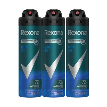 Imagem de Kit 3 Desodorante Rexona Men Active Dry Aerosol Antitranspirante 72h 1