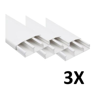 Imagem de Kit 3 Canaleta 3 Divisórias Cabos Fios Fita Dupla Face 2MT