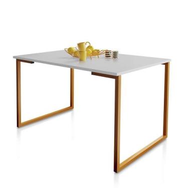 Imagem de Mesa de Jantar Steel Estilo Industrial Pés de Aço 120x80cm - Loja Doce