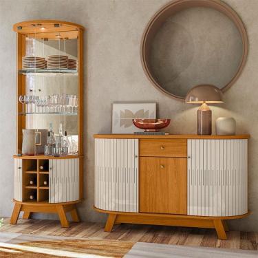 Imagem de Aparador para Sala Buffet Ambiente Monza e Cristaleira Marina Cinamomo Off White – Madetec