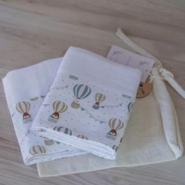 Imagem de Kit 2 Fraldas de Ombro Bebê Tricoline 100% Algodão com Saquinho Presen