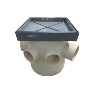 Imagem de Ralo Invisível Sifonado 15x15 Cinza Banheiro modelo Porcelanato Colar 