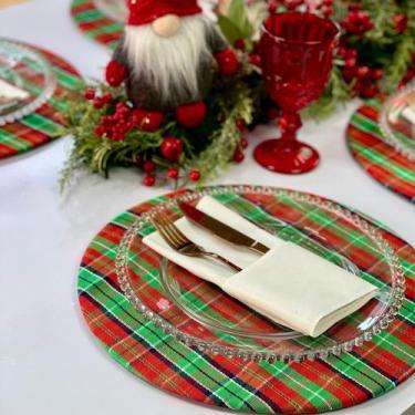 Imagem de Kit Capas de Sousplat e Guardanapos Mesa de Natal Estampada Natalina -