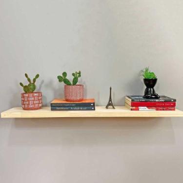 Imagem de Prateleira de Parede de Ferro e Madeira Industrial Suspensa 100cm Natu