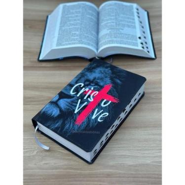 Imagem de Biblia ARC Leão de Judá cristo vive  Letras Grandes com harpa - CENTRA