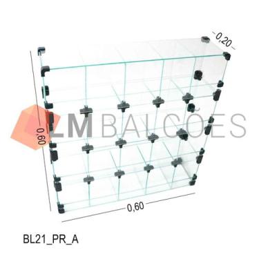 Imagem de Baleiro Expositor Preto de Vidro - 0,60 x 0,60 x 0,20m - LM Balcoes
