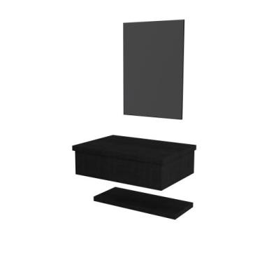 Imagem de Bancada Metrópole 607w 60cm C/Prateleira e Espelheira - Compace, Preto