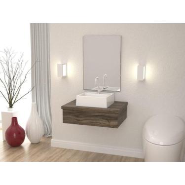 Imagem de Bancada Metrópole 601w 60cm C/cuba Q32 e Espelheira - Compace, Branco