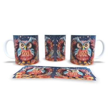 Imagem de Caneca Branca de Porcelana Personalizadas Coleção 3D Animais (Coruja 1)