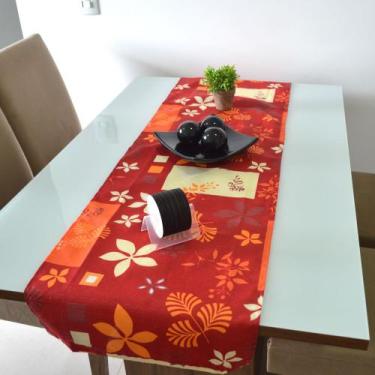 Imagem de Caminho de Mesa 47x170cm Plantas Vermelho - FASTLAR