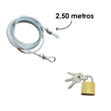 Imagem de Kit Cabo Lacre De Aço + Cadeado - Lacre Bagagem Anti Furto Travel Airp