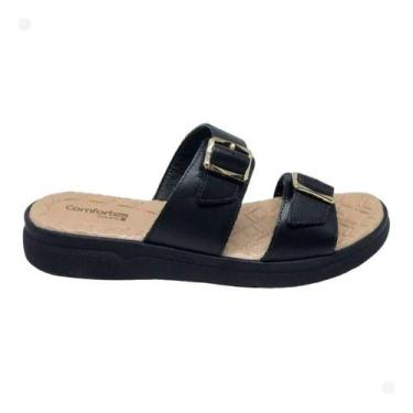 Imagem de Chinelo feminino  comfortflex fivelas couro original, 36