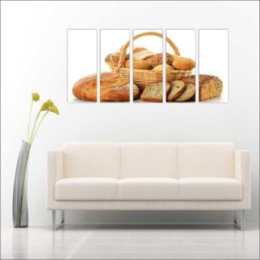Imagem de Quadro Decorativo Padarias Cafeterias Pães Café Bolos Tortas 5 Peças G