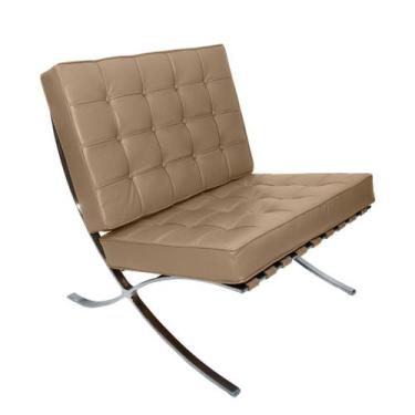 Imagem de Poltrona Barcelona Base Cromada Couro Natural Legitimo - Decorato Móve