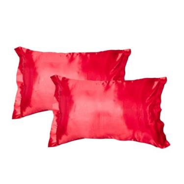 Imagem de 2 Fronhas Cetim Seda Luxo Antifrizz 50x70cm - Magic Enxovais, Vermelho