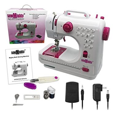 Imagem de Sew Mighty, Máquina de costura múltipla – Máquina multifuncional com 12 pontos pré-programados, velocidade dupla, frente e reversa, bateria e alimentação CA com pedal de pé