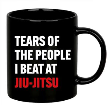 Imagem de Panvola Tears Of The People I Beat Jiu-Jitsu Gift For Jiujitsu Coach Player Funny Sarcastic Novelty Drinkware Caneca de cerâmica (preta, 325 ml)