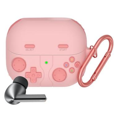 Imagem de Capa compatível com Galaxy Buds 3 Pro, design de console de jogos portátil Lamshaw com chaveiro, capa protetora de silicone durável compatível com Galaxy Buds 3, Buds3 Pro (rosa, Buds3/Buds3 Pro)