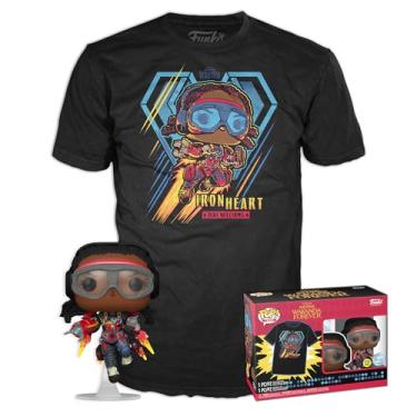 Imagem de Funko Pop! & Tee: Pantera Negra Wakanda Forever - Coração de Ferro MK1 - Brilha no Escuro - Médio - Camiseta - Roupas com Boneco de Vinil Colecionável - Ideia de Presente - Brinquedos e Top de Manga