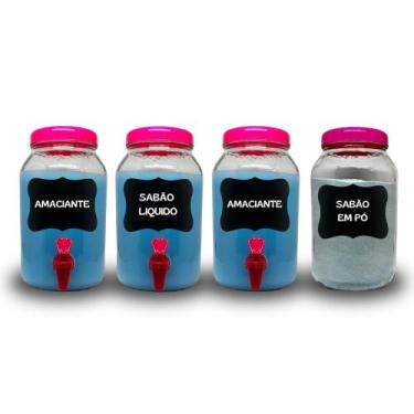 Imagem de 4 Recipientes Para Sabão em pó, Amaciante, Alvejante e sabão liquido -