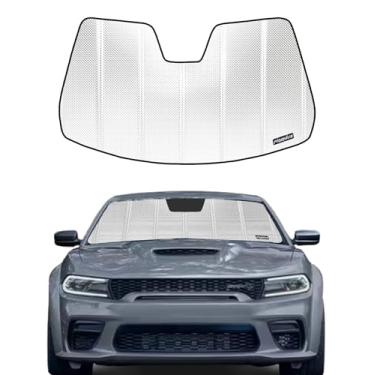 Imagem de Pigenius Para-brisa para Dodge Charger 2011-2023 com câmera montada no espelho retrovisor. Película de alumínio refletiva de atualização 2024 para proteção interna máxima