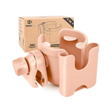Imagem de Suporte universal de copo para carrinho de bebê com capa de celular, rack de armazenamento 2 em 1, suporte de bebida de rotação de 360 graus para bicicleta, carrinho de bebê, cadeira de rodas,