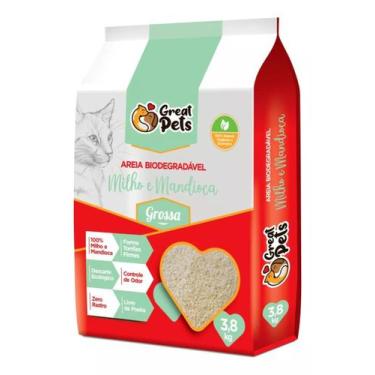 Imagem de Areia Higiênica Biodegradável Milho E Mandioca Grossa Great Pets 3,8kg