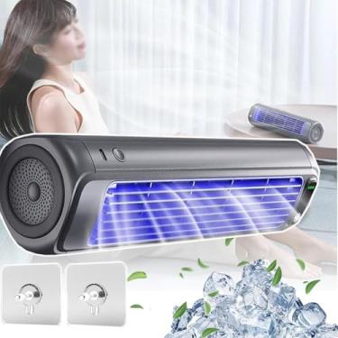 Imagem de Refrigerador de ar para sala, ventilador de resfriamento de ar condicionado, 2000 mAh/bateria removível/carregamento USB, 3 níveis de volume de ar/turbo compressão/silencioso, com gancho, para