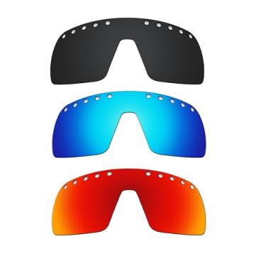 Imagem de Alphax Lentes de reposição polarizadas pretas e azul gelo e vermelho fogo para óculos de sol Oakley Sutro Vented-B Sport
