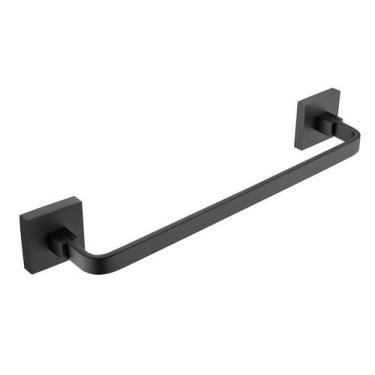 Imagem de Porta Toalha Rosto Barra 30cm Quadrado Aço Inox Preto Fosco - Gowff