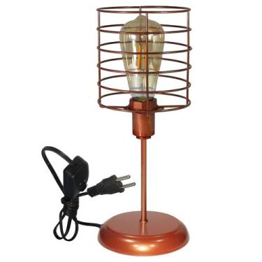 Imagem de Luminária Mesa Abajur Clássico Aramado Chochin Cobre P/LED - Jota Ilum