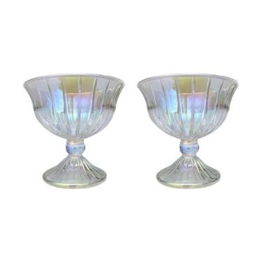 Imagem de Kit 02 Taças de Sobremesa Furta-cor 200ml Vidro Sorvete Mesa - HAUSKRA