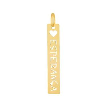 Imagem de Pingente Aço Placa Feelings Esperança 32x6mm Gold IPG - Convex