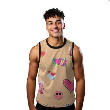 Imagem de Camiseta Regata Verão Estilo Moda Praia Love Amor Cartoon Cartinha Nam