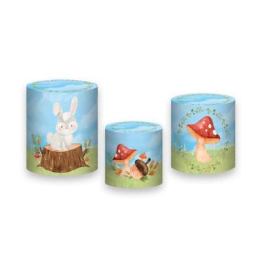 Imagem de Trio De Capa Cilindro - Bosque Jardim Aquarela 006 - Via Cores