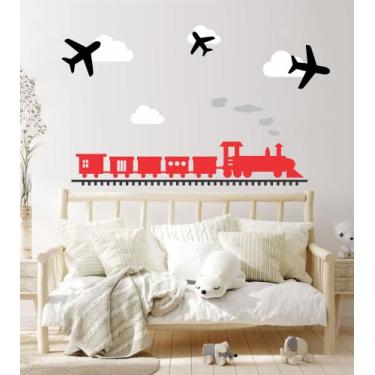 Imagem de Adesivo De Parede Quarto Infantil Trem Trilhos Meninos - Adesivos Kigr