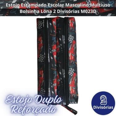 Imagem de Estojo Estampado Escolar Masculino Multiuso Bolsinha Lona 2 Divisórias